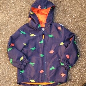 Carter's Classic Navy Blue Orange Dinosaur Jacket Toddler 4T Zipper Front